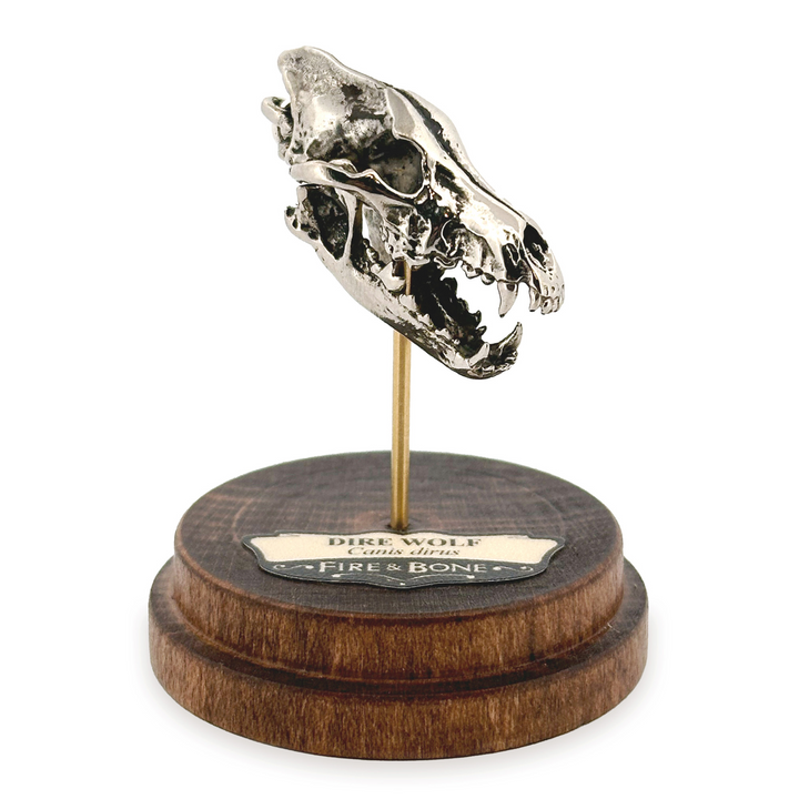 White Bronze Dire Wolf Skull Pendant by Fire & Bone