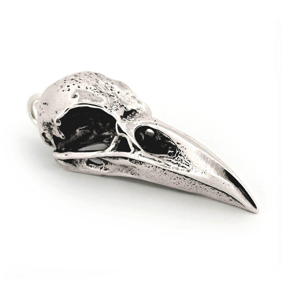Sterling Silver Raven Skull Pendant by Fire & Bone
