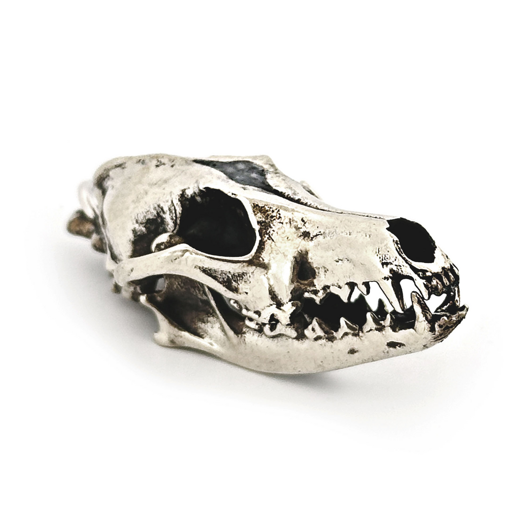 White Bronze Coyote Skull Pendant by Fire & Bone