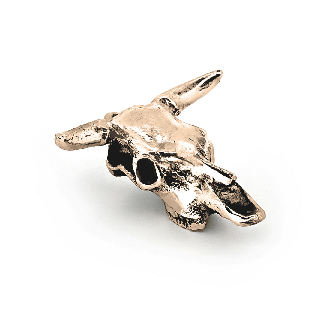 Yellow Bronze Bull Skull Pendant by Fire & Bone