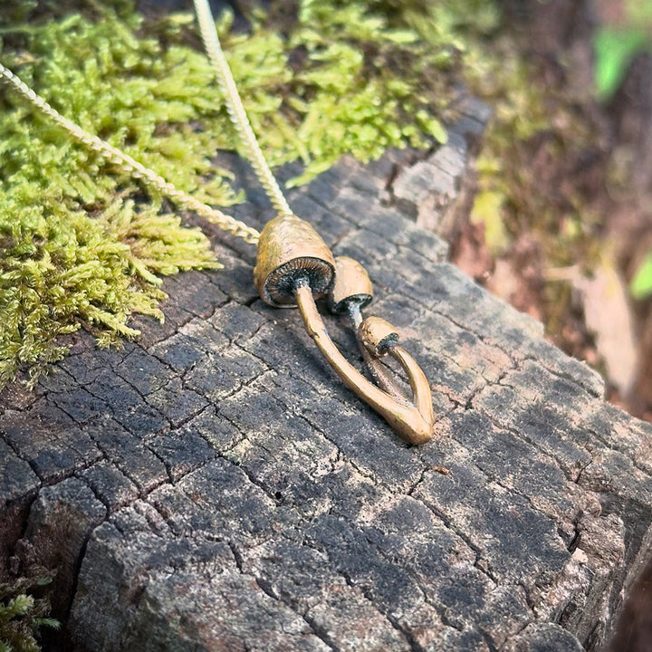 Gold Cap Mushroom Pendant