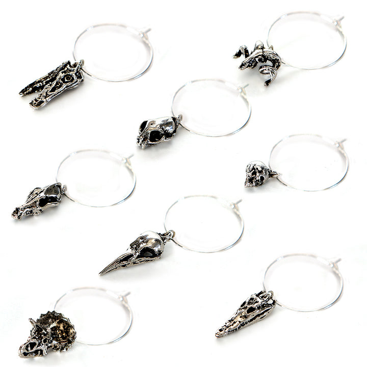 Skull Wine Glass Charms - Set of 8