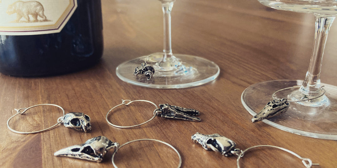 Skull Wine Glass Charms - Set of 8