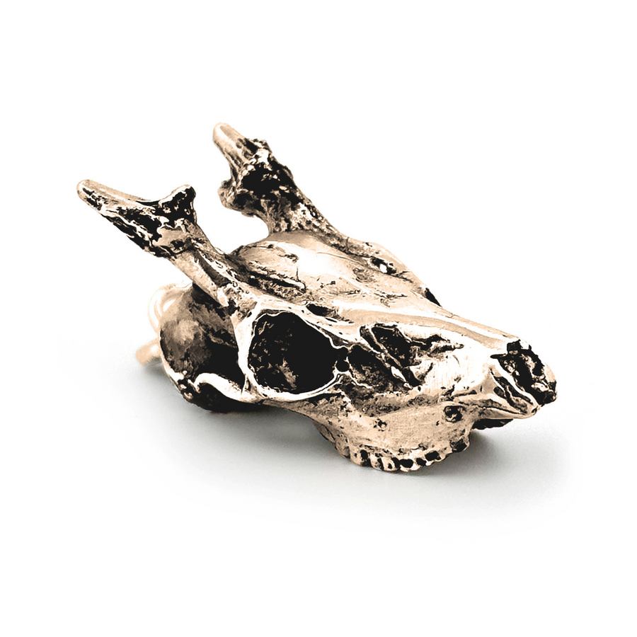 Yellow Bronze Roe Deer Skull Pendant by Fire & Bone