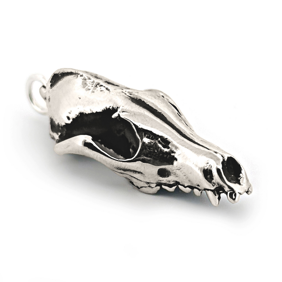 Sterling Silver Red Fox Skull Pendant by Fire & Bone
