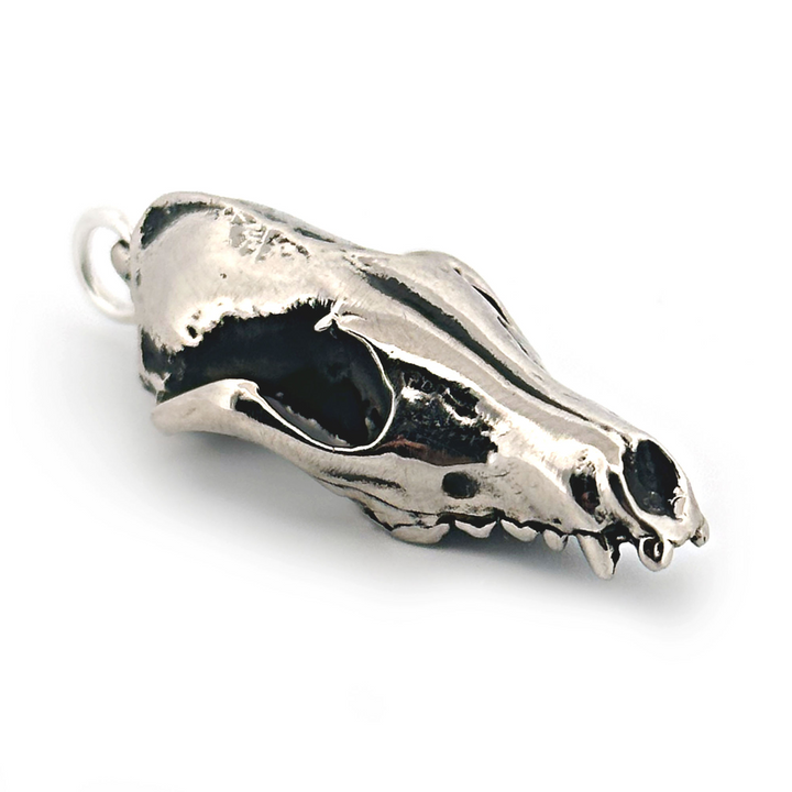 White Bronze Red Fox Skull Pendant by Fire & Bone