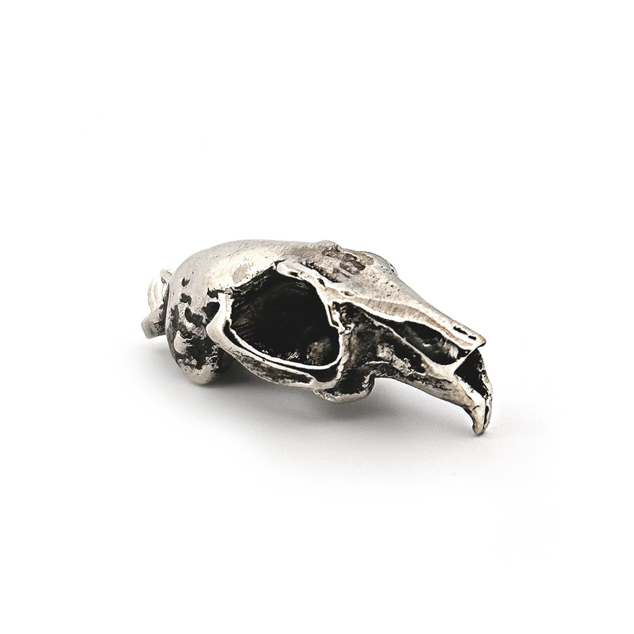 White Bronze Snowshoe Hare Skull Pendant by Fire & Bone