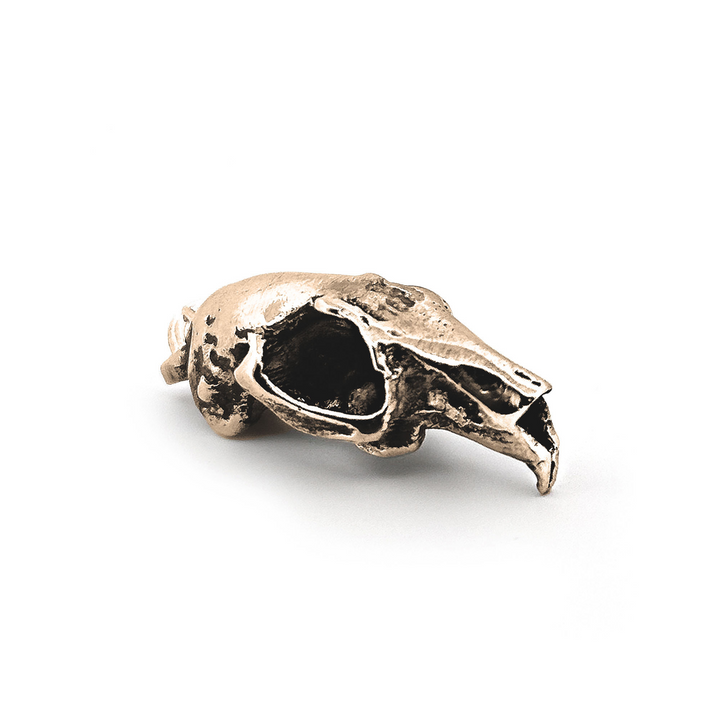 Yellow Bronze Snowshoe Hare Skull Pendant by Fire & Bone