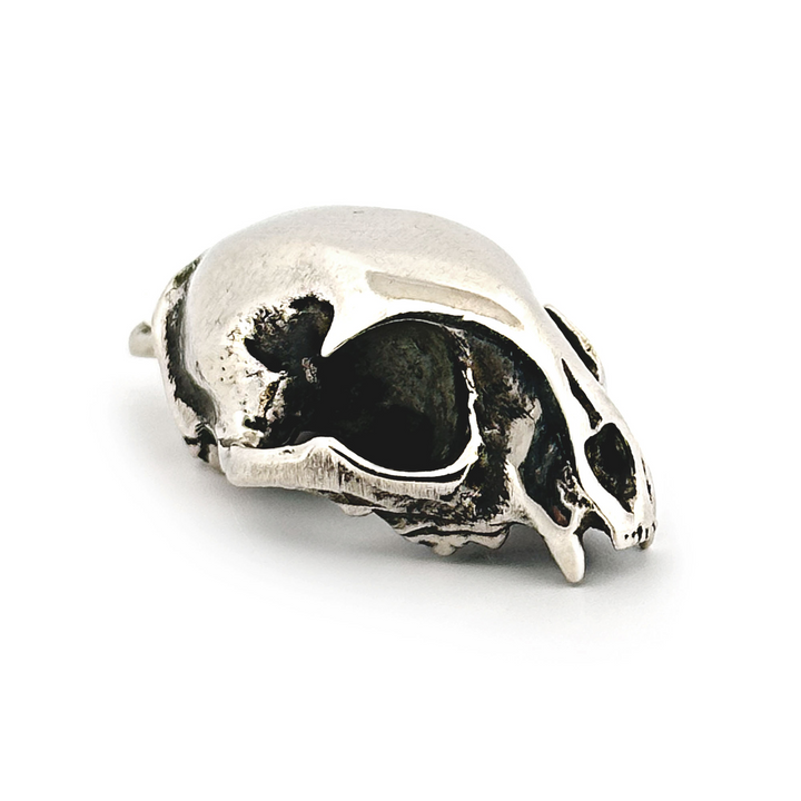 White Bronze Bobcat Skull Pendant by Fire & Bone