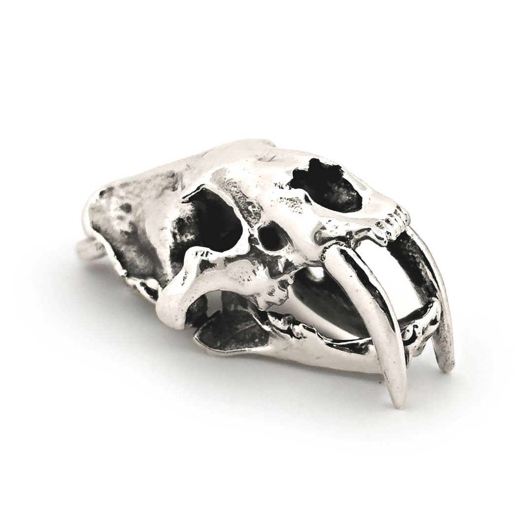 Sterling Silver Sabertoothed Cat Skull Pendant by Fire & Bone
