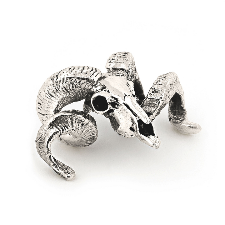 Sterling Silver Merino Ram Skull Pendant by Fire & Bone