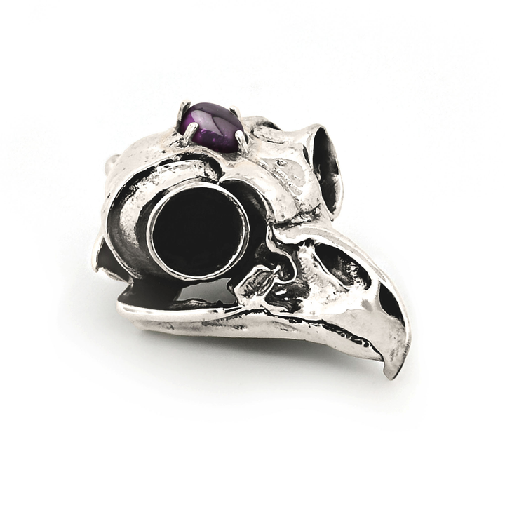 Sterling Silver Gemstone Great Horned Owl Skull Pendant by Fire & Bone