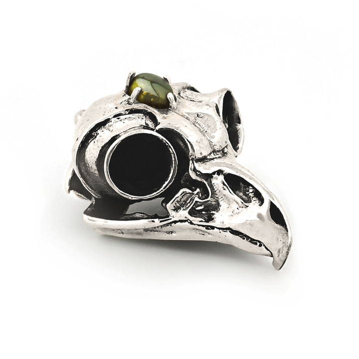 Sterling Silver Gemstone Great Horned Owl Skull Pendant by Fire & Bone