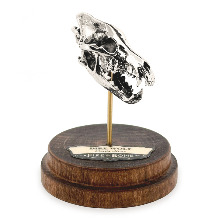 Sterling Silver Dire Wolf Skull Pendant by Fire & Bone
