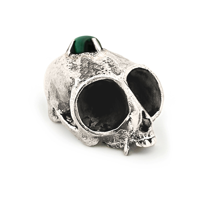 Sterling Silver Gemstone Northern Owl Monkey Skull Pendant by Fire & Bone