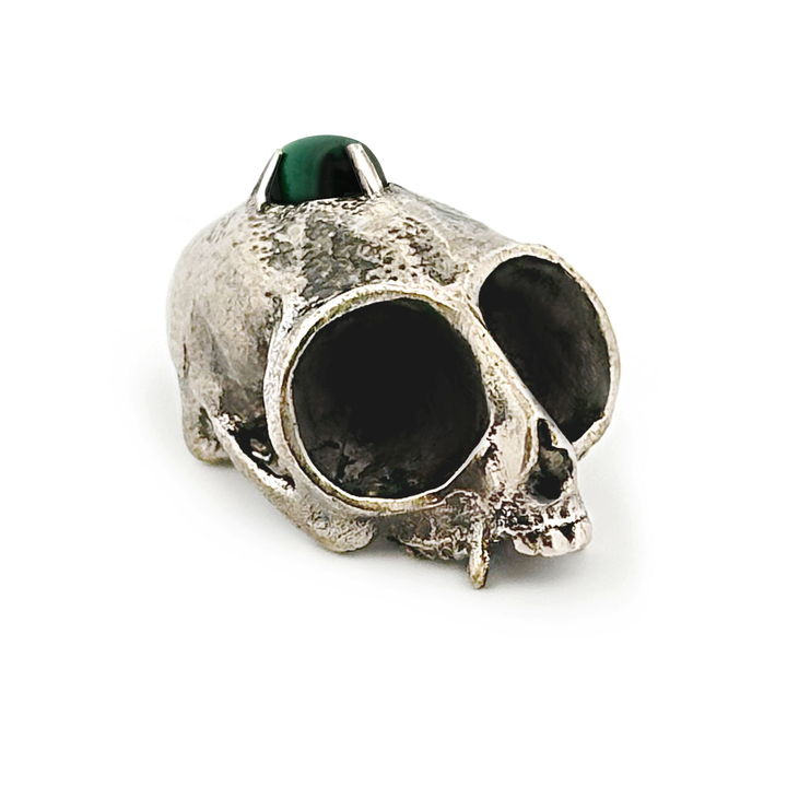 White Bronze Gemstone Northern Owl Monkey Skull Pendant by Fire & Bone