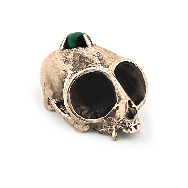 Yellow Bronze Gemstone Northern Owl Monkey Skull Pendant by Fire & Bone