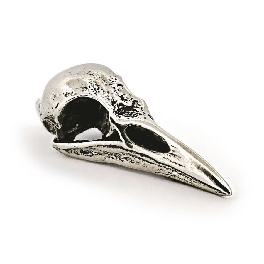 White Bronze Crow Skull Pendant by Fire & Bone
