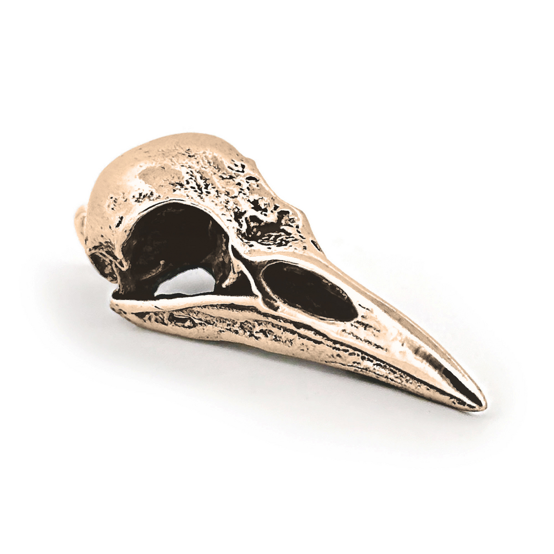 Yellow Bronze Crow Skull Pendant by Fire & Bone