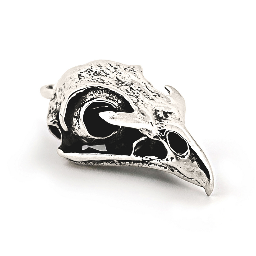 Sterling Silver Red-Tailed Hawk Skull Pendant by Fire & Bone
