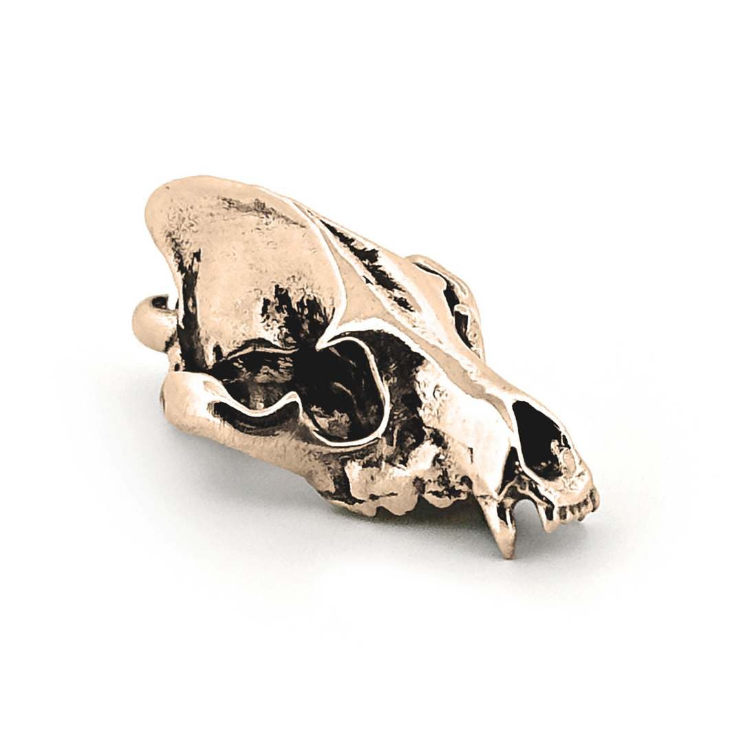 Yellow Bronze Striped Hyena Skull Pendant by Fire & Bone