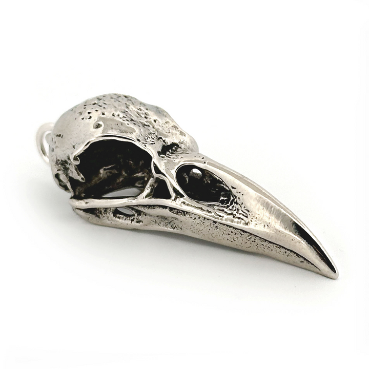 White Bronze Raven Skull Pendant by Fire & Bone