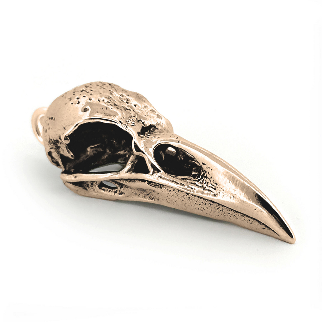 Yellow Bronze Raven Skull Pendant by Fire & Bone