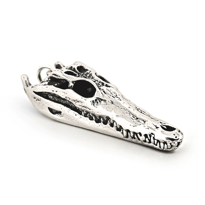 Sterling Silver Nile Crocodile Skull Pendant by Fire & Bone