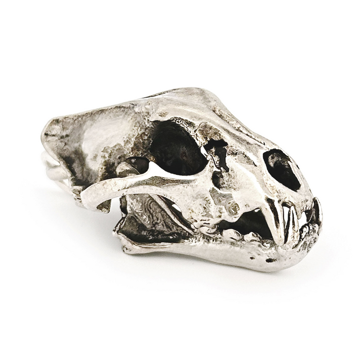 White Bronze Jaguar Skull Pendant by Fire & Bone
