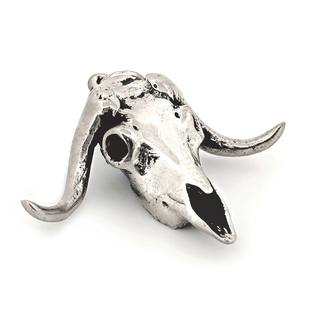 Sterling Silver Musk Ox Skull Pendant by Fire & Bone
