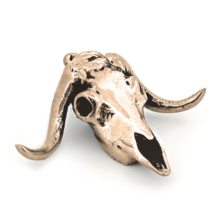 Yellow Bronze Musk Ox Skull Pendant by Fire & Bone