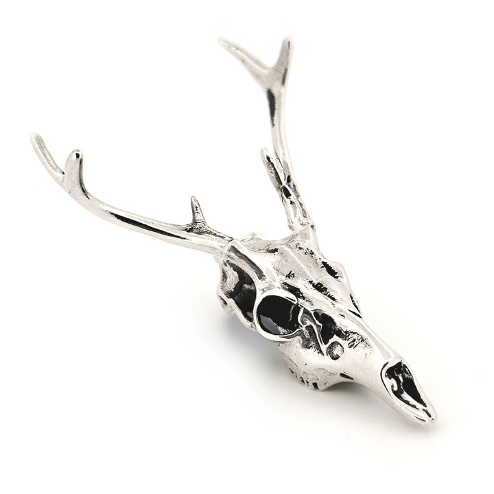 Sterling Silver White-Tailed Deer Skull Pendant by Fire & Bone
