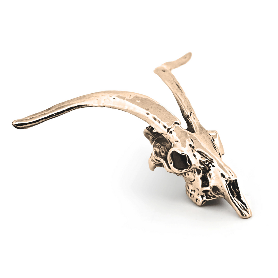 Yellow Bronze Goat Skull Pendant by Fire & Bone