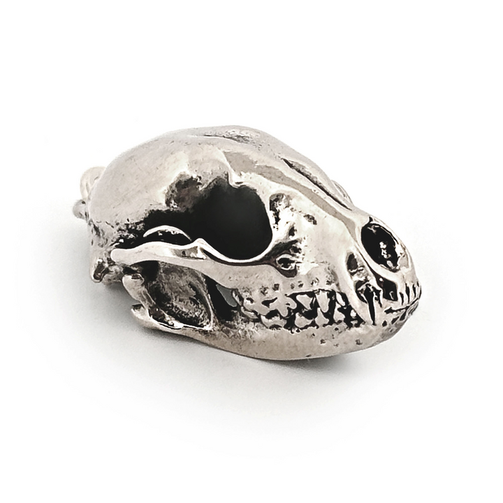 White Bronze Raccoon Skull Pendant by Fire & Bone