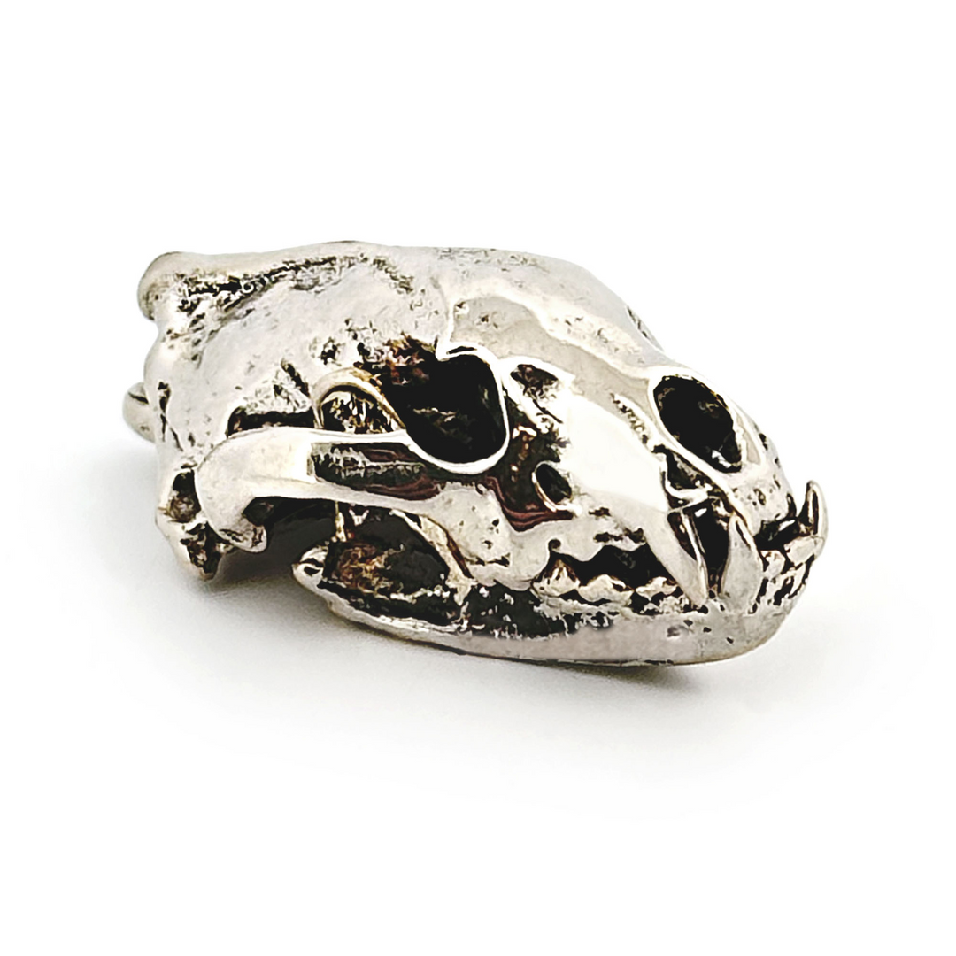 White Bronze Wolverine Skull Pendant by Fire & Bone