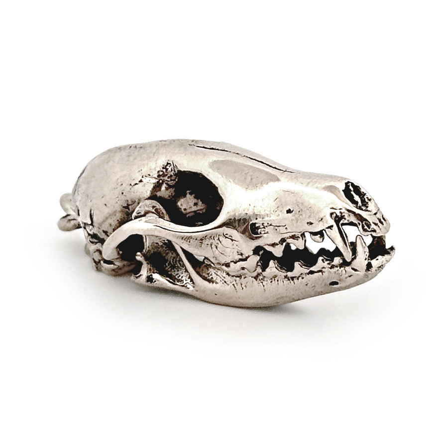 White Bronze Arctic Fox Skull Pendant by Fire & Bone