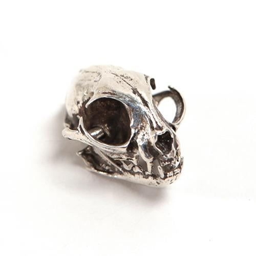 Silver Domestic Cat Animal Skull Pendant by Fire & Bone