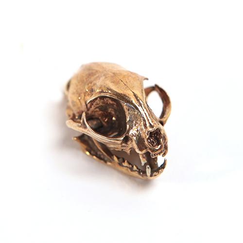 Bronze Domestic Cat Animal Skull Pendant by Fire & Bone