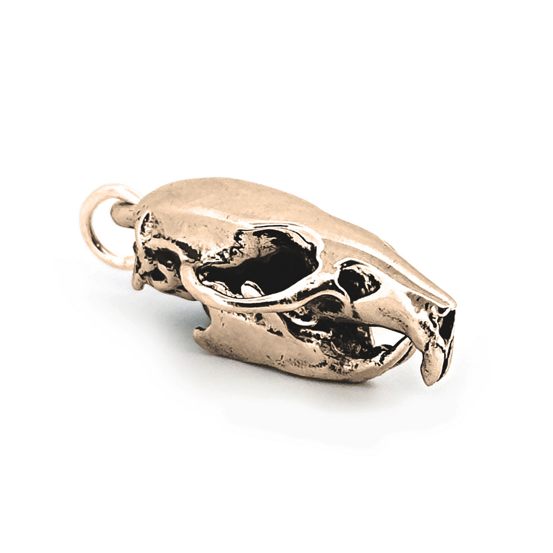 Yellow Bronze Brown Rat Skull Pendant by Fire & Bone