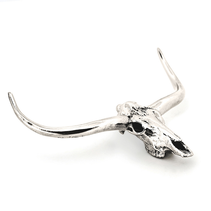 Sterling Silver Texas Longhorn Skull Pendant by Fire & Bone