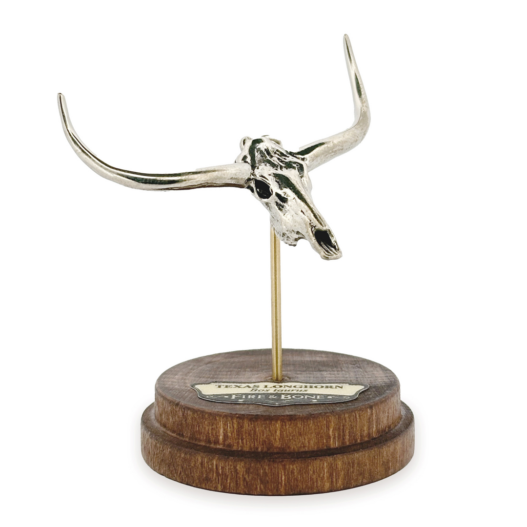 White Bronze Texas Longhorn Skull Pendant by Fire & Bone