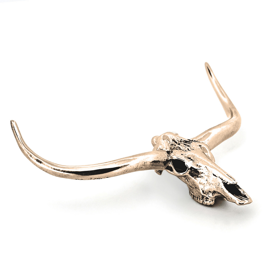 Yellow Bronze Texas Longhorn Skull Pendant by Fire & Bone