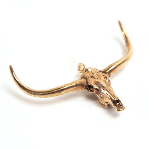 Bronze Texas Longhorn Animal Skull Pendant by Fire & Bone