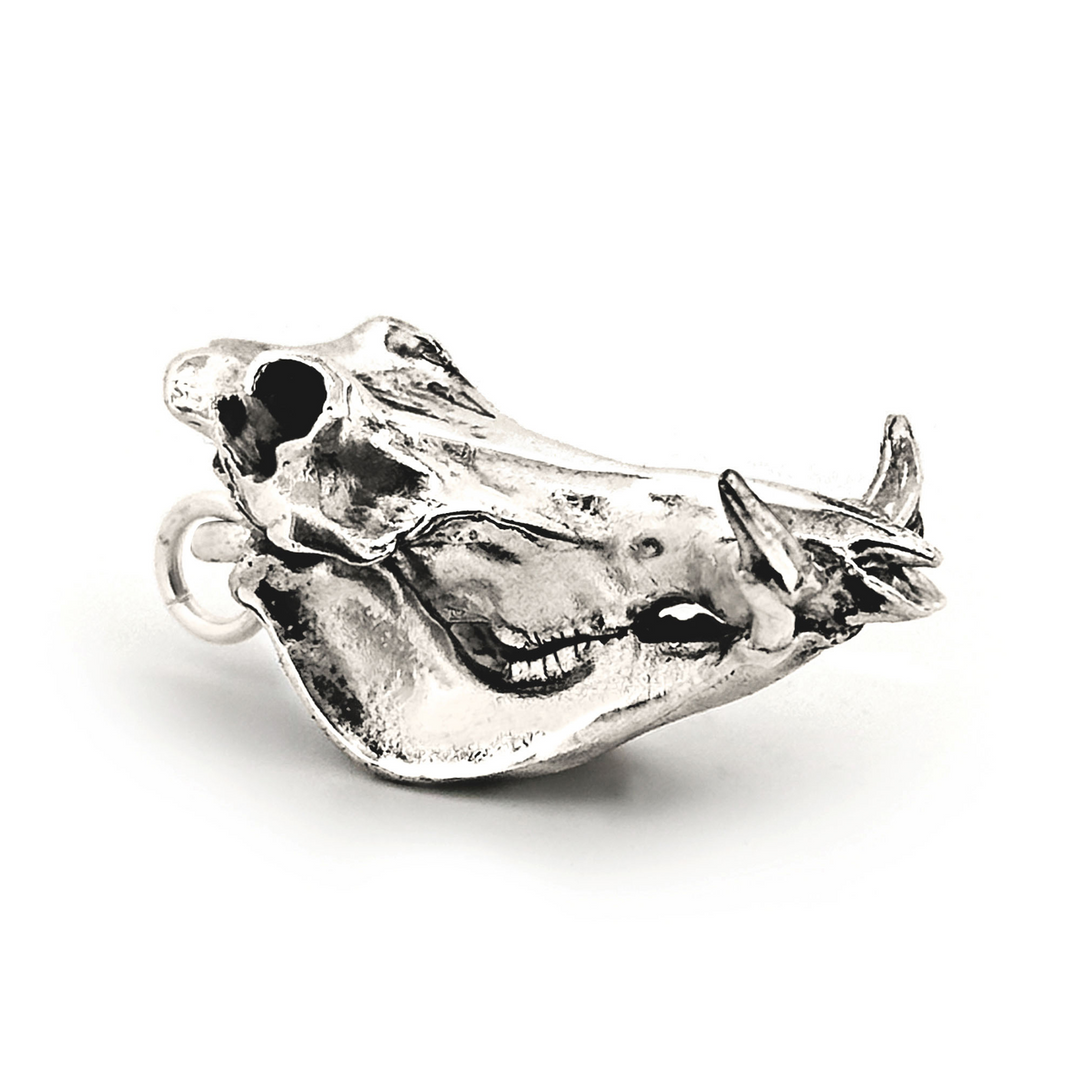 Sterling Silver Warthog Skull Pendant by Fire & Bone