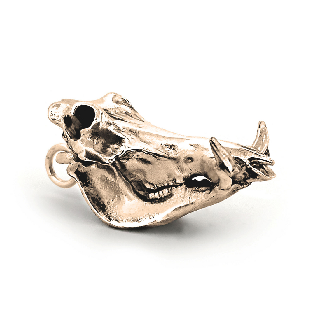 Yellow Bronze Warthog Skull Pendant by Fire & Bone