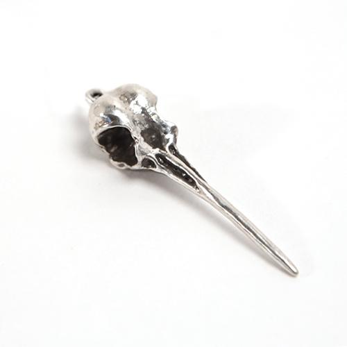 Silver Ruby-Throated Hummingbird Animal Skull Pendant by Fire & Bone