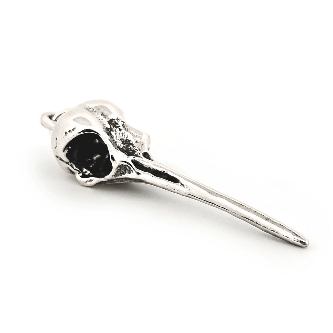 Sterling Silver Ruby-Throated Hummingbird Skull Pendant by Fire & Bone