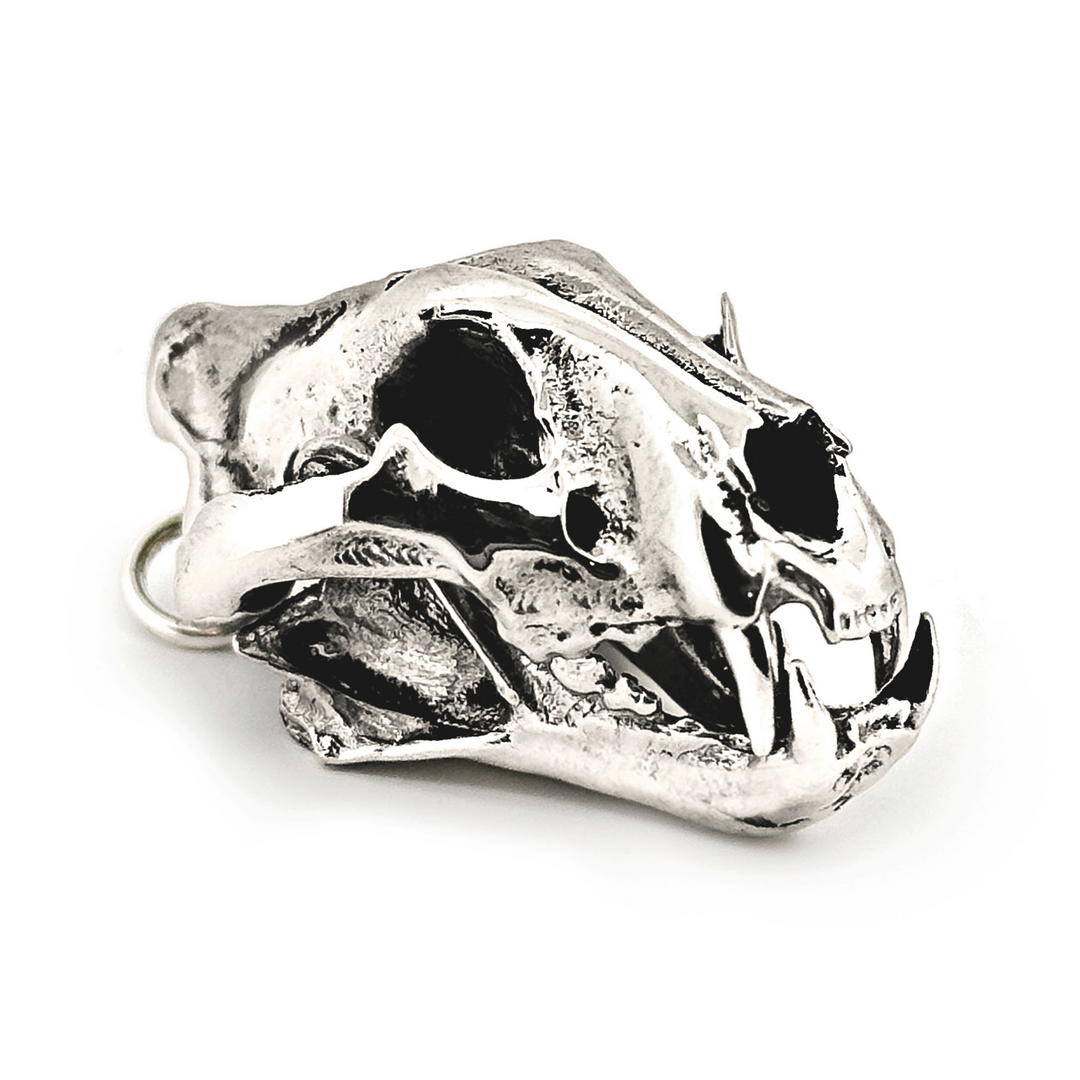Sterling Silver Bengal Tiger Skull Pendant by Fire & Bone