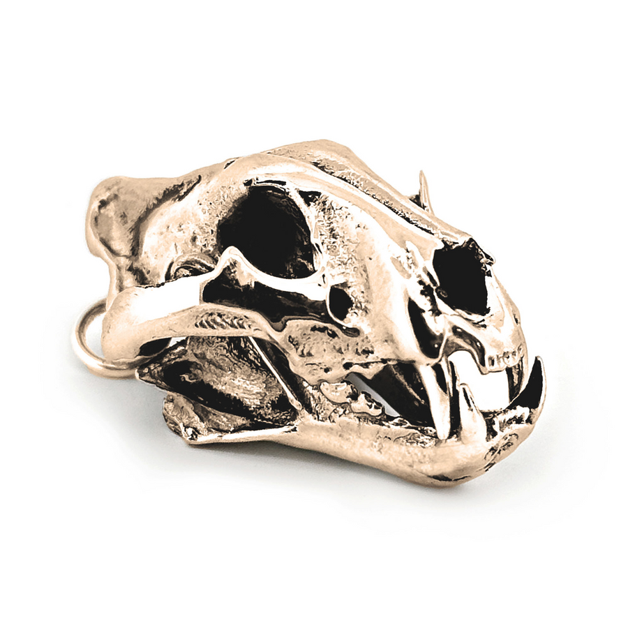 Yellow Bronze Bengal Tiger Skull Pendant by Fire & Bone