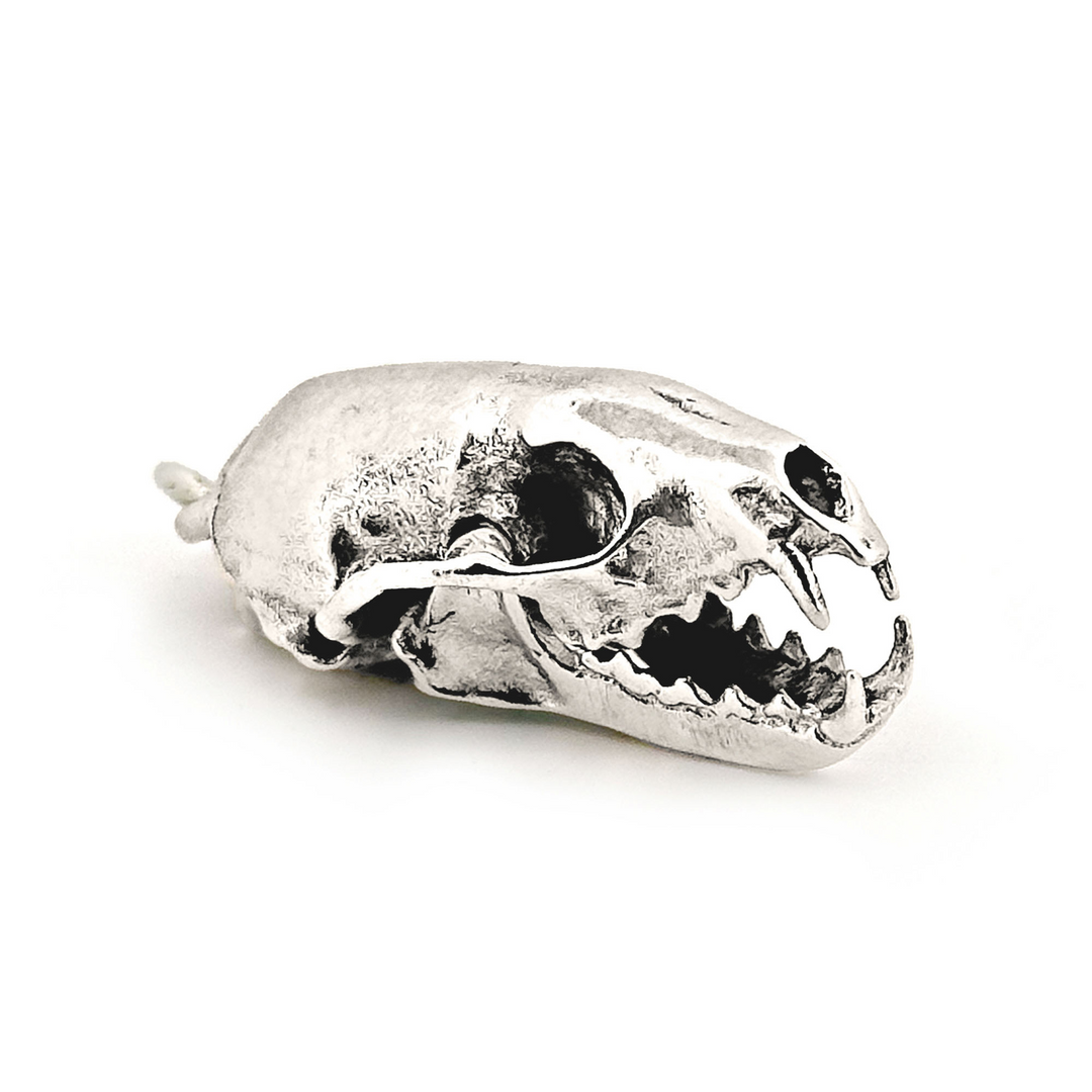 Sterling Silver American Pine Marten Skull Pendant by Fire & Bone